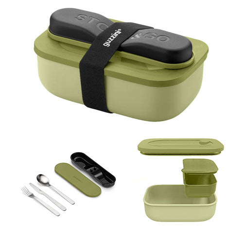 LUNCH BOX CON POSATE STORE&GO "ON THE GO" AVOCADO GREEN 171102253 GUZZINI