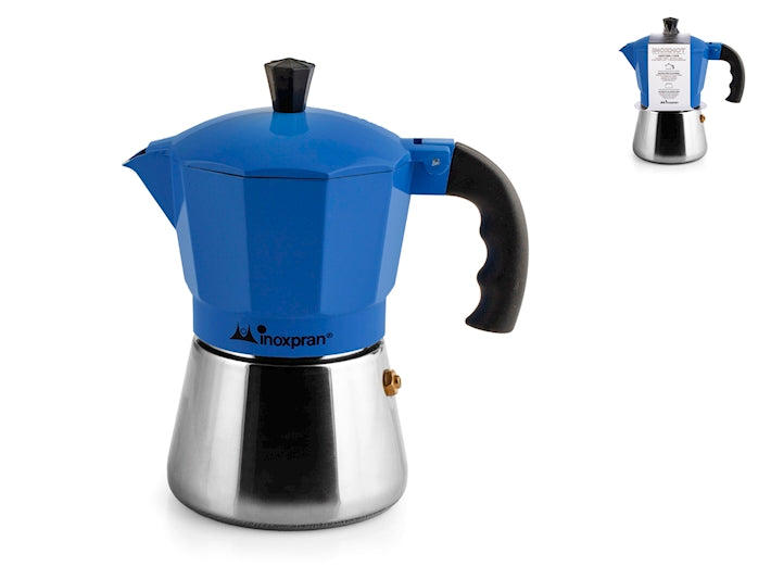CAFFETTIERA INOXPRAN ALLUMINIO BASE ACCIAIO BLU 3 TAZZE
INDUZIONE 990116