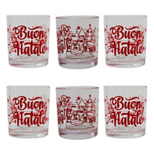 BICCHIERE ACQUA 6 PZ 2506 ROSSO BUON NATALE