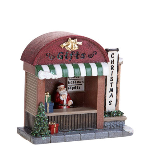 NEGOZIO C/BABBO NATALE C/LED RESINA 80263 BRANDANI