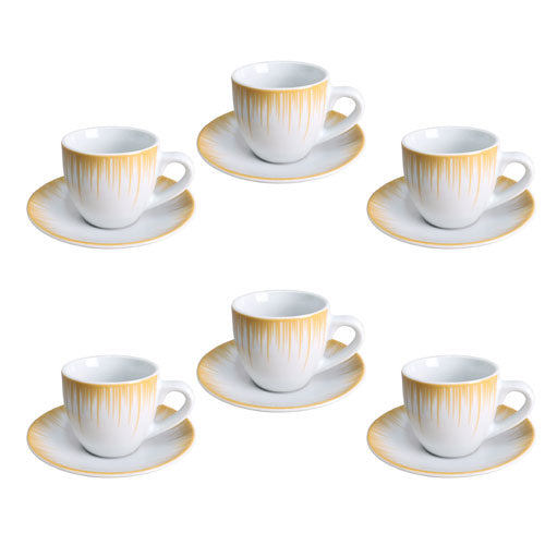 TAZZINE DA CAFFÈ 6 PZ "RAGGI" OCRA 922 VILLA ALTACHIARA