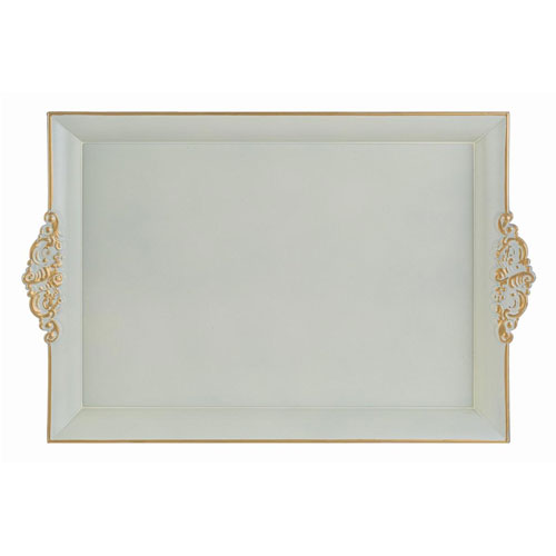 VASSOIO NATALIZIO MELAMINA PANNA-ORO 40 X 26 X H 3,5 CM 38085 LE STELLE