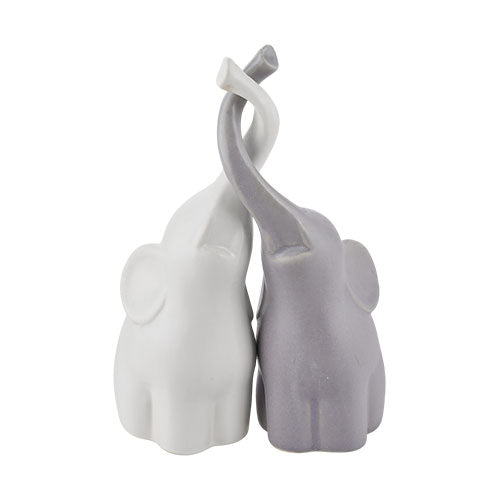 COPPIA ELEFANTI 22 CM BIANCO-GRIGIO OPACO ST257137 SIRO TIME
