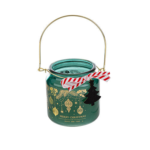 LANTERNA VETRO CANDELA PROFUMATA H 19,5 CM VERDE 38420 LE STELLE