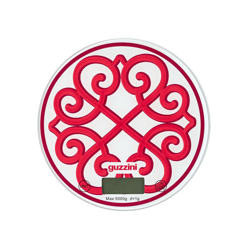 BILANCIA DA CUCINA TONDA IN VETRO "HARMONIA" BRIGHT RED 13660031 GUZZINI