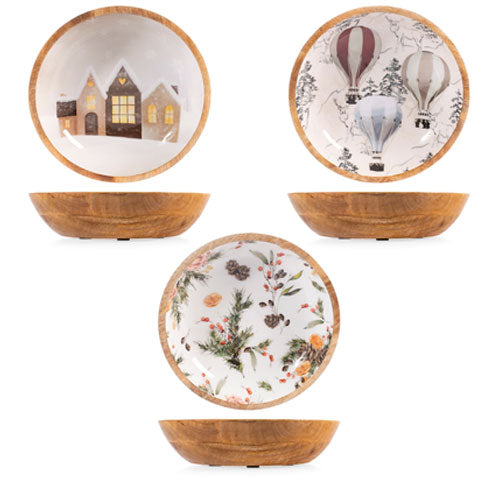 CENTRO TAVOLA NATALIZIO 30 CM LEGNO DI MANGO VARIE FANTASIE 8993030 H&H