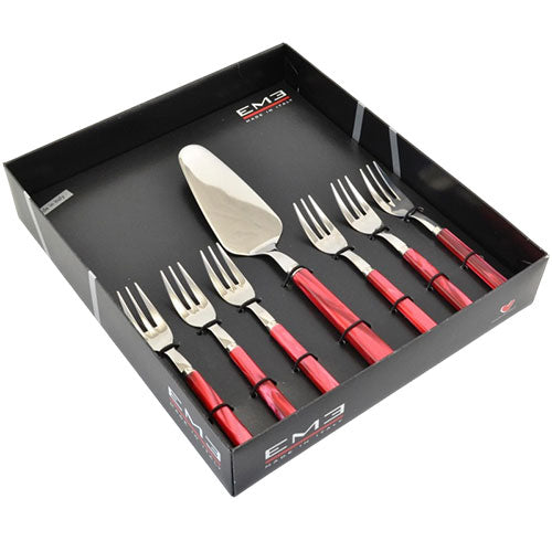 SERVIZIO POSATE VETRINA 7 PZ DOLCE ROSSO "PERLA" EME