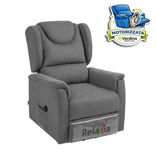 POLTRONA RELAX MOTORIZZATA "LEDA" 2 MOTORI E ROLLER SYSTEM GRIGIO SCURO #cat