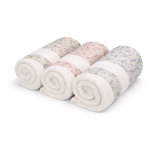 ASCIUGAMANO SET 3+3 \"MARGHERITA\" ASS.2 ROSA-AZZURRO-TORTORA FERLEN