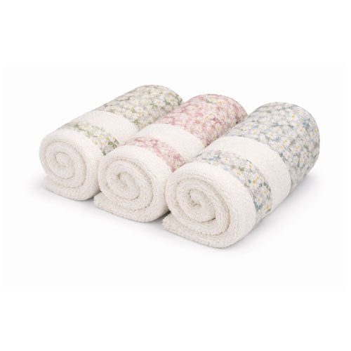 ASCIUGAMANO SET 3+3 \"MARGHERITA\" ASS.3 ROSA-VERDE-BLU FERLEN