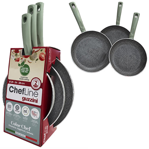 SET 3 PADELLE GUZZINI 20/24/28 COLOR CHEF VERDE 067418175