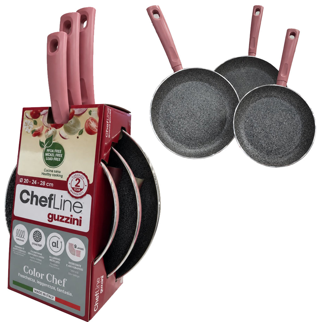 SET 3 PADELLE GUZZINI 20/24/28 COLOR CHEF ROSA 067418215