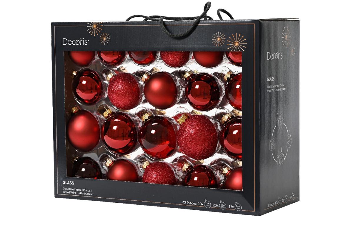SET 42 PALLINE VETRO NATALE BORDEAUX ASS. DIAM.7 9149253