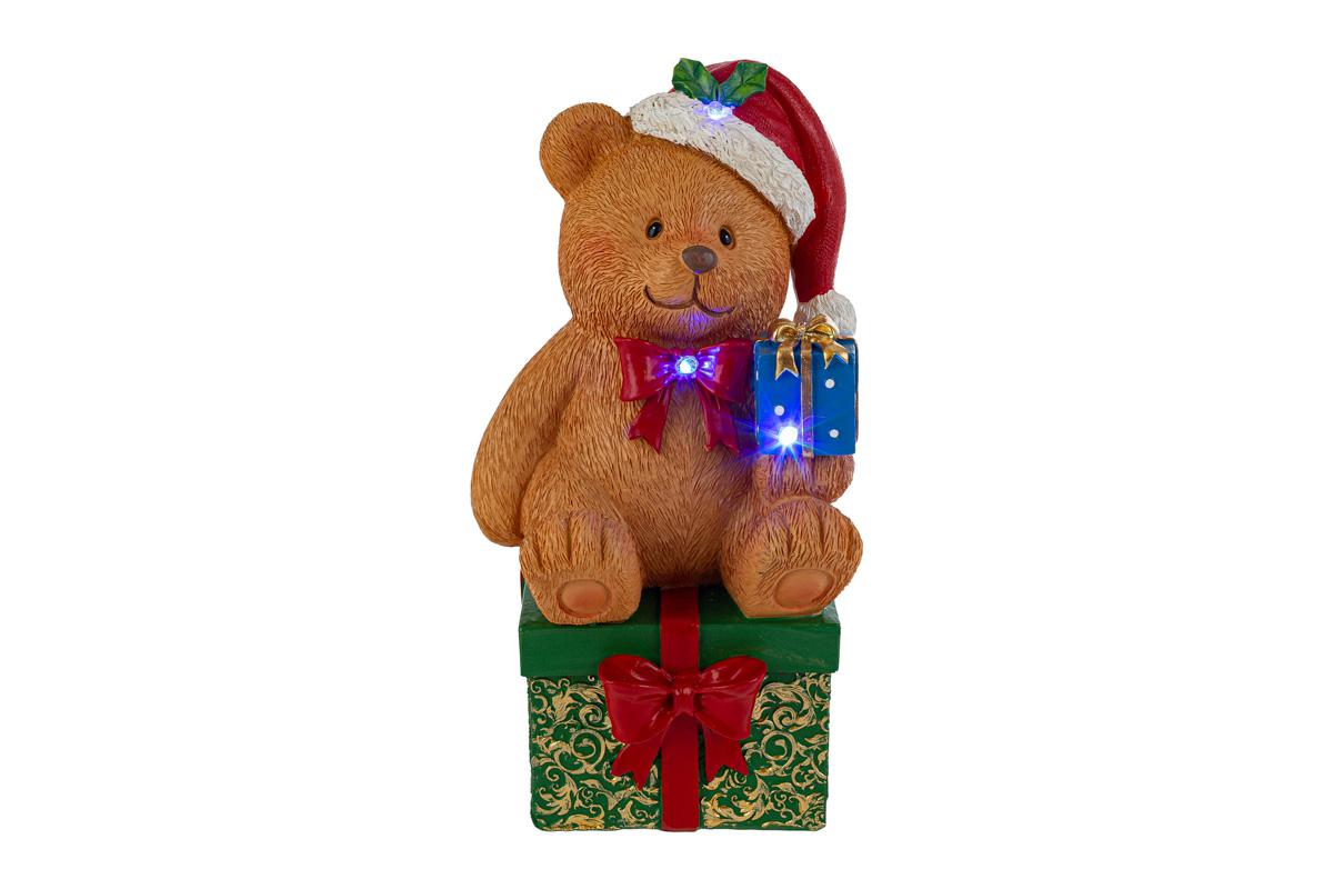 ORSETTO NATALIZIO IN RESINA LED MULTICOLOR 13,5X14H25 39589