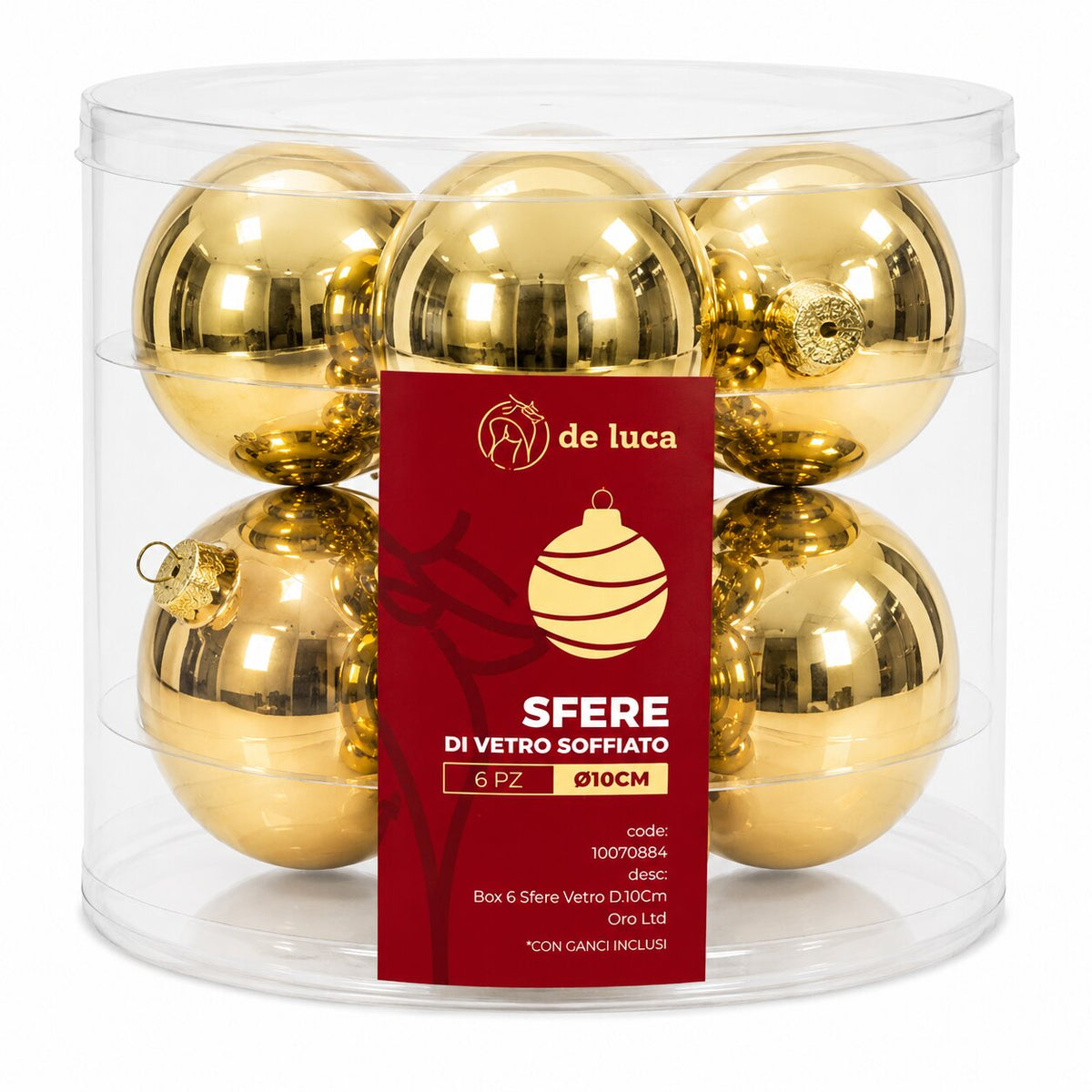 BOX 6 SFERE VETRO D.10CM ORO 10070884