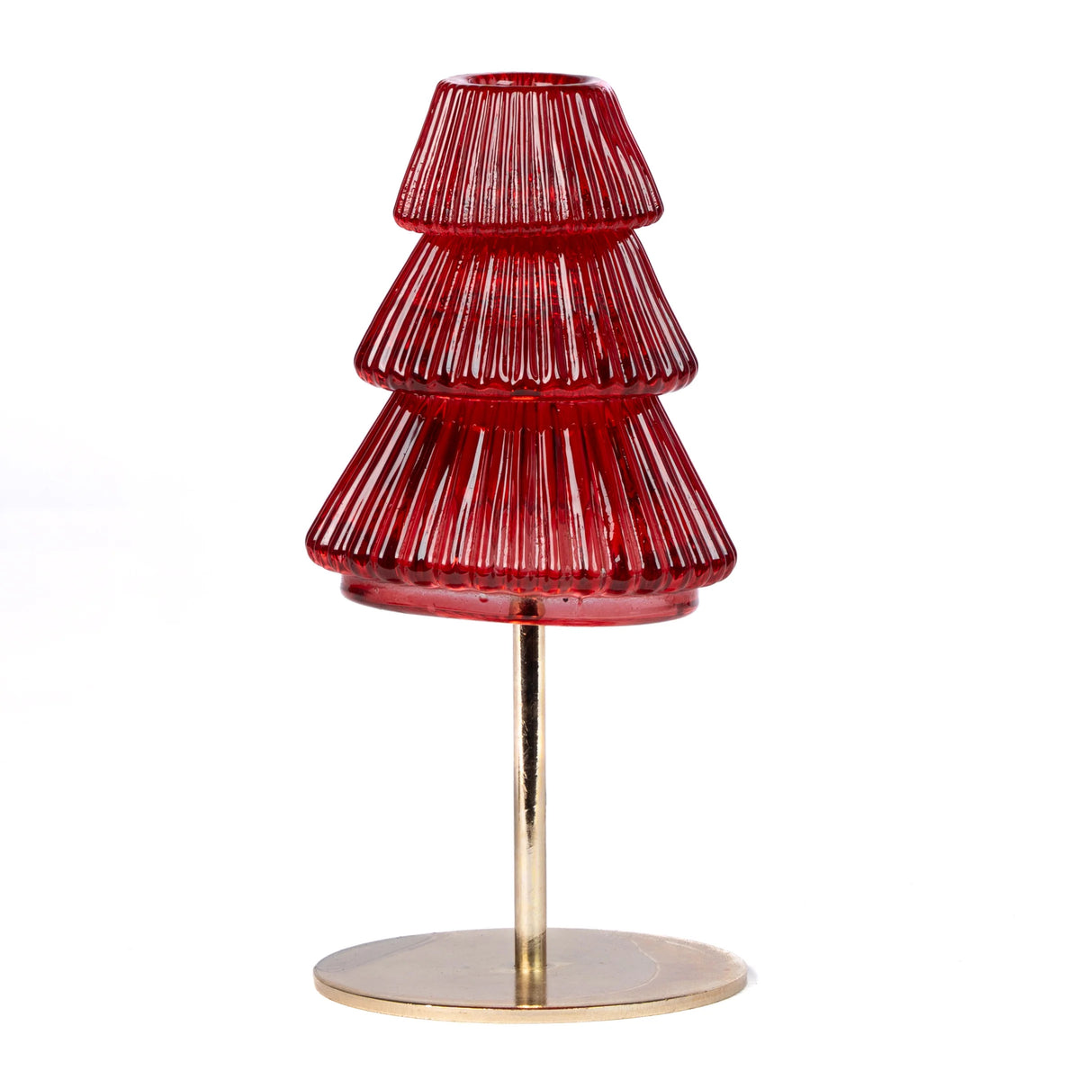 PORTA CANDELA VETRO ALBERO ROSSO 9X17 1216055