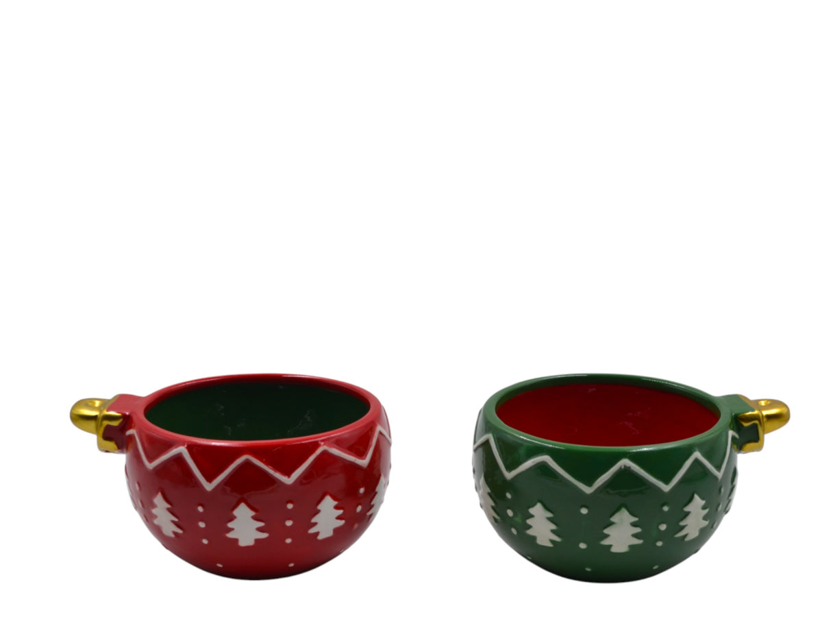 COPPETTA CERAMICA ROSSO/VERDE CM.14X8