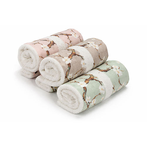 ASCIUGAMANO SET 3+3 \"MARIKA\" ASS.2 ROSA-VERDE-TORTORA FERLEN