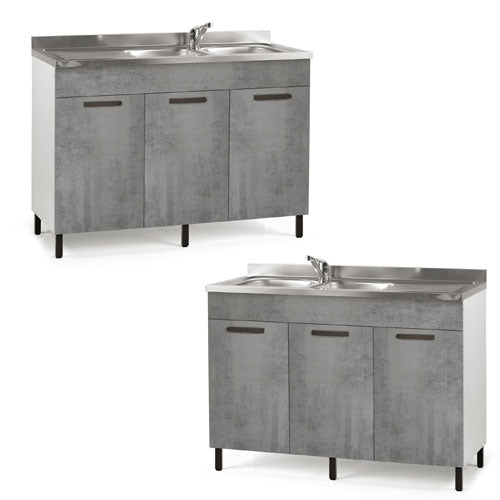 SOTTOLAVELLO "120" CON ANTE BIANCO-CEMENTO LIN #cat