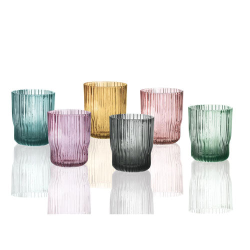 BICCHIERE ACQUA 6 PZ MULTICOLOR "PLISSÈ" 51067 BRANDANI