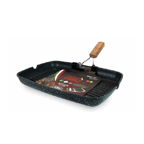 GRILL C/ MANICO PIEGHEVOLE 36X26 CM "BBQ" GMD