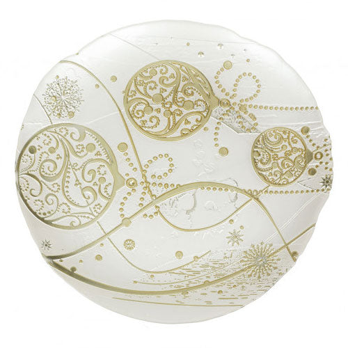 PIATTO 32 CM BIANCO-ORO "REGALOMAGIA" 84388 BRANDANI