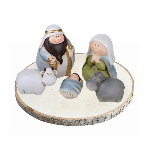 NATIVITÁ 5 PZ C/BASE LEGNO 84381 BRANDANI