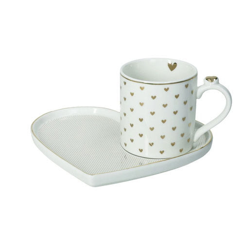 TAZZA CON VASSOIO "AMORE MIO" RIGHE 51663 BRANDANI