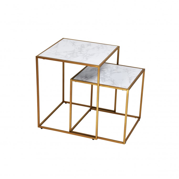TAVOLINO - SET 2 PEZZI - MARIKA - BIANCO-ORO TAVOLINO - SET 2 PEZZI - MARIKA - BIANCO-ORO