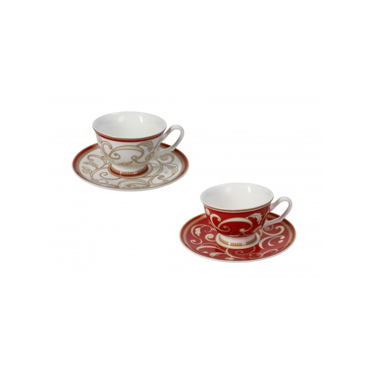 TAZZE DA CAFFÈ - SET 2 PEZZI - FILO D'ORO - ROSSO - BRANDANI