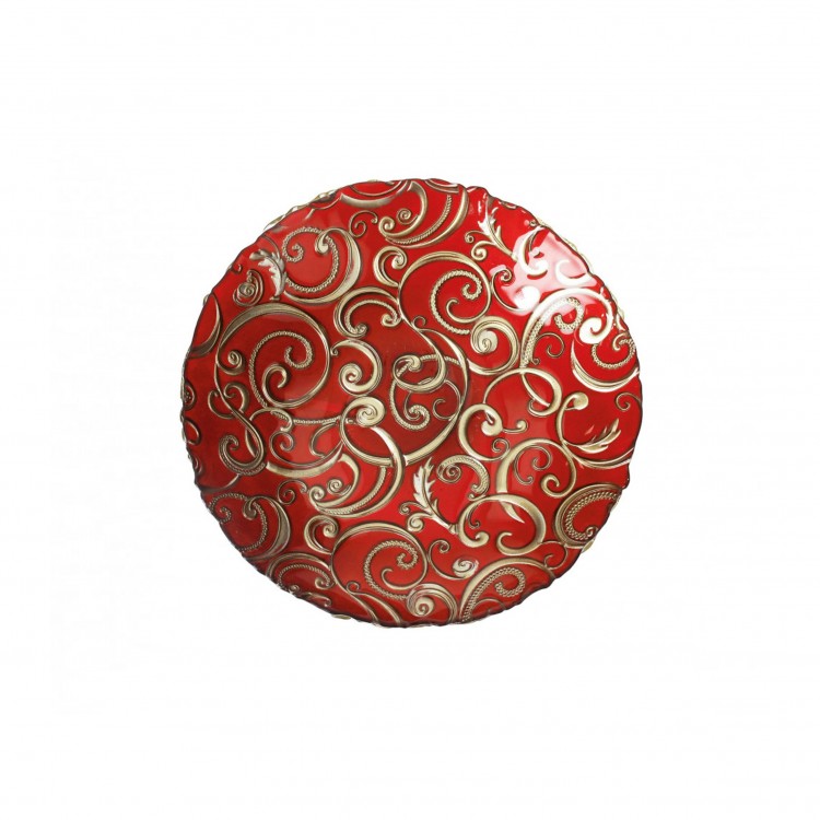 CENTROTAVOLA - FILO D'ORO - VETRO ROSSO - Ø 40 CM - BRANDANI CENTROTAVOLA - FILO D'ORO - VETRO ROSSO - Ø 40 CM - BRANDANI