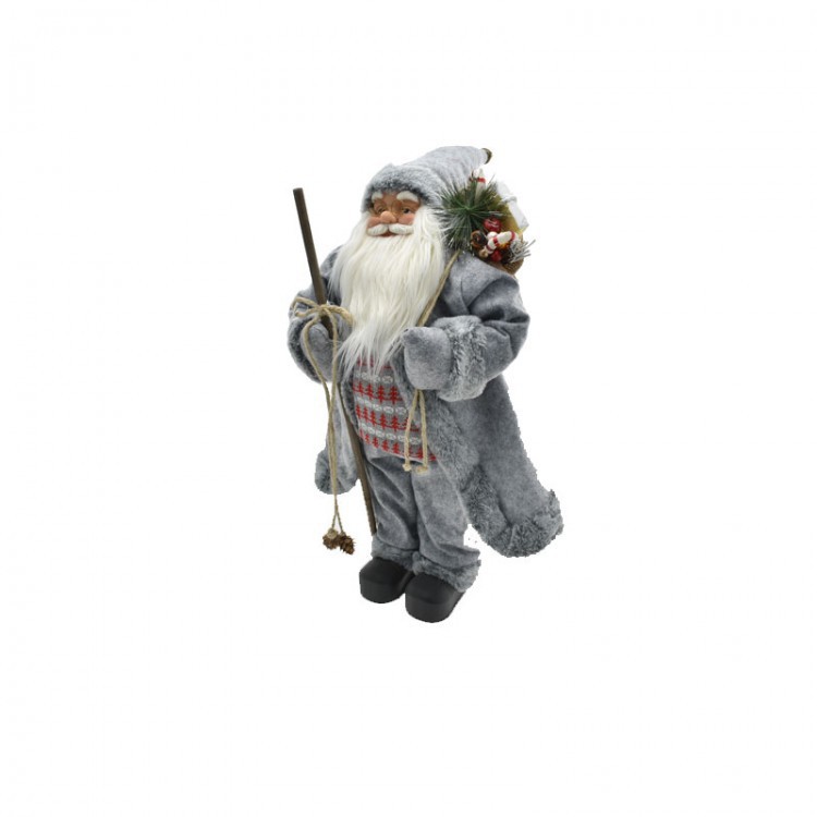 BABBO NATALE - CON BASTONE - 100 CM - GRIGIO - NATALUNA BABBO NATALE - CON BASTONE - 100 CM - GRIGIO - NATALUNA