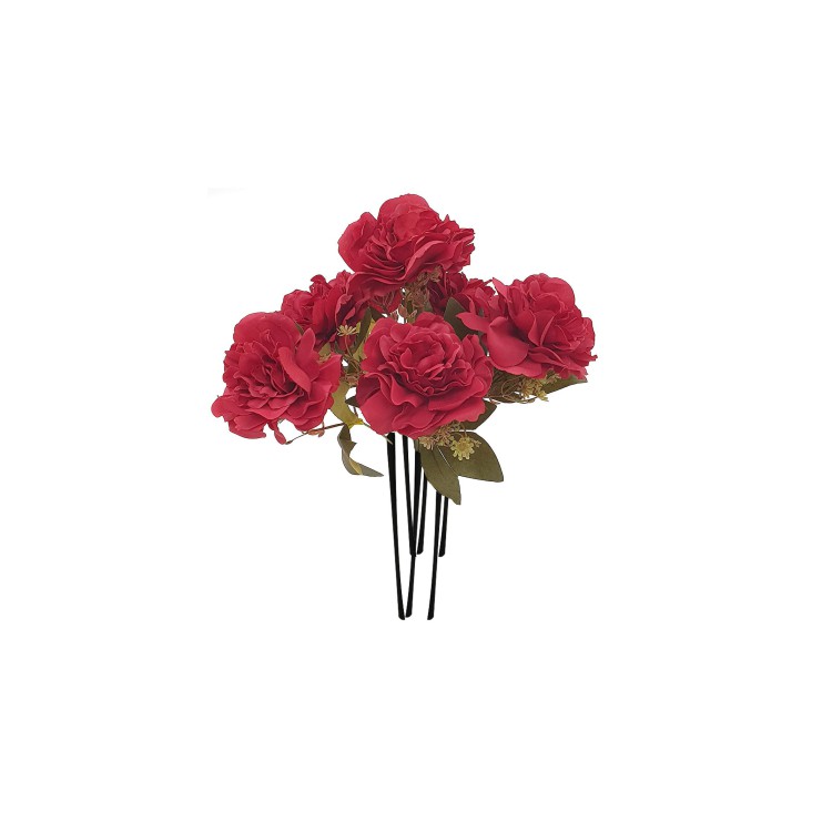 BOUQUET - SET 7 PEZZI - 40 CM - FIORI ROSSI