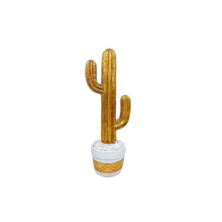 CACTUS DECORATIVO - 35 CM - BIANCO-ORO CACTUS DECORATIVO - 35 CM - BIANCO-ORO