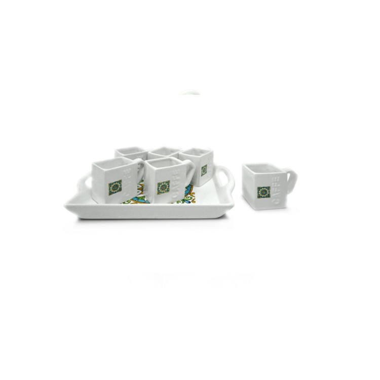 TAZZE CON VASSOIO - SET 7 PEZZI - FIORE TAZZE CON VASSOIO - SET 7 PEZZI - FIORE