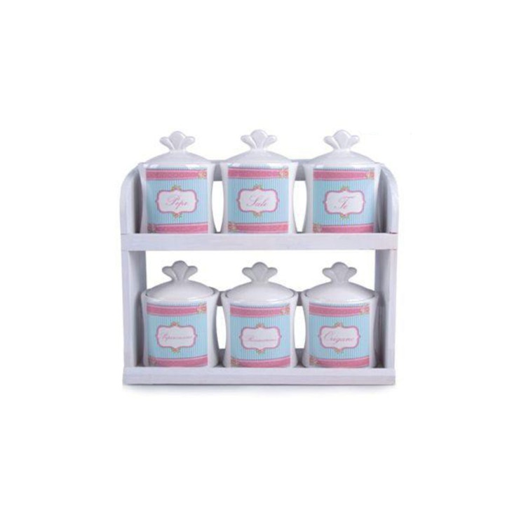 BARATTOLO CON MENSOLA - SET 7 PEZZI - CERAMICA - SWEET MOMENT