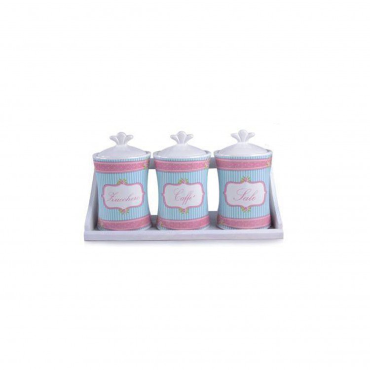 BARATTOLO CON MENSOLA - SET 3 PEZZI - CERAMICA - SWEET MOMENT
