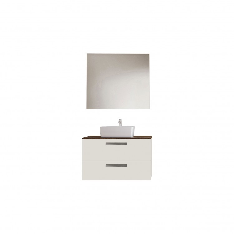 COMPOSIZIONE BAGNO - 80 - 2 CASSETTI - TABACCO-BIANCO LUCIDO - LINEA STELLA