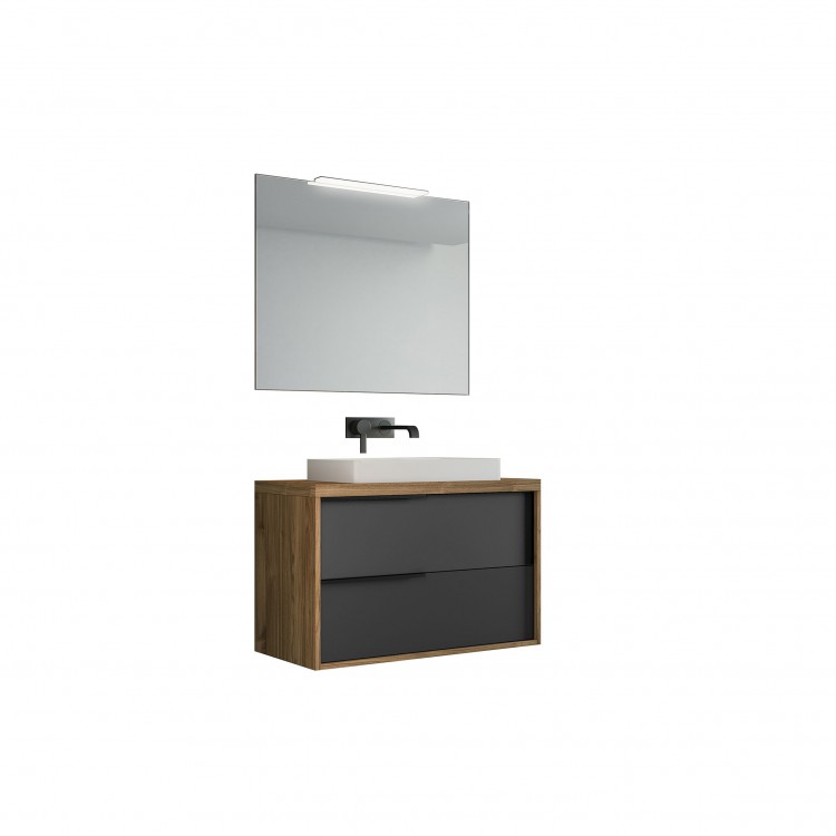 COMPOSIZIONE BAGNO - 80 - 2 CASSETTI - NOCE-GRAFITE - LINEA ISIDE