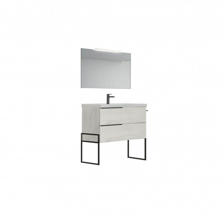 COMPOSIZIONE BAGNO - 100 - 2 CASSETTI - QUERCIA BIANCA - LINEA FEBE 2