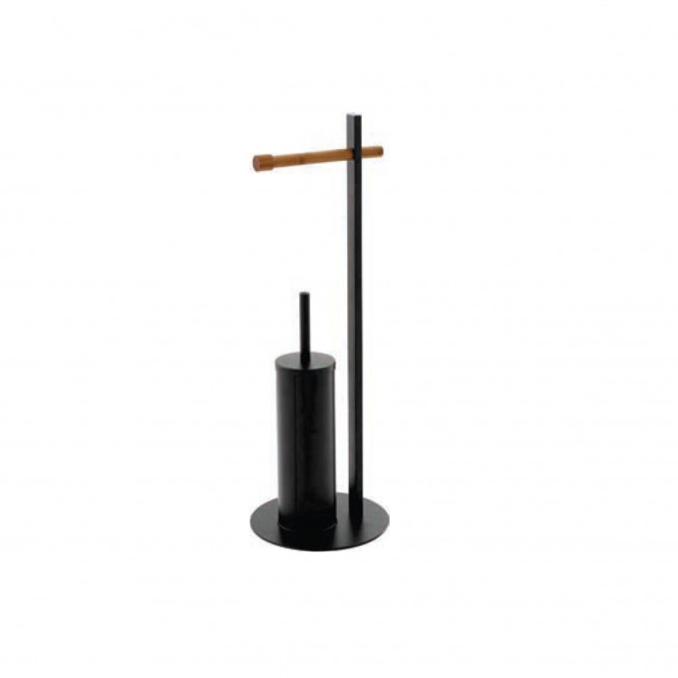 PIANTANA - PORTA ROTOLO E PORTA SCOPINO - ACCIAIO - NERO-BAMBOO - FERIDRAS PIANTANA - PORTA ROTOLO E PORTA SCOPINO - ACCIAIO - NERO-BAMBOO - FERIDRAS