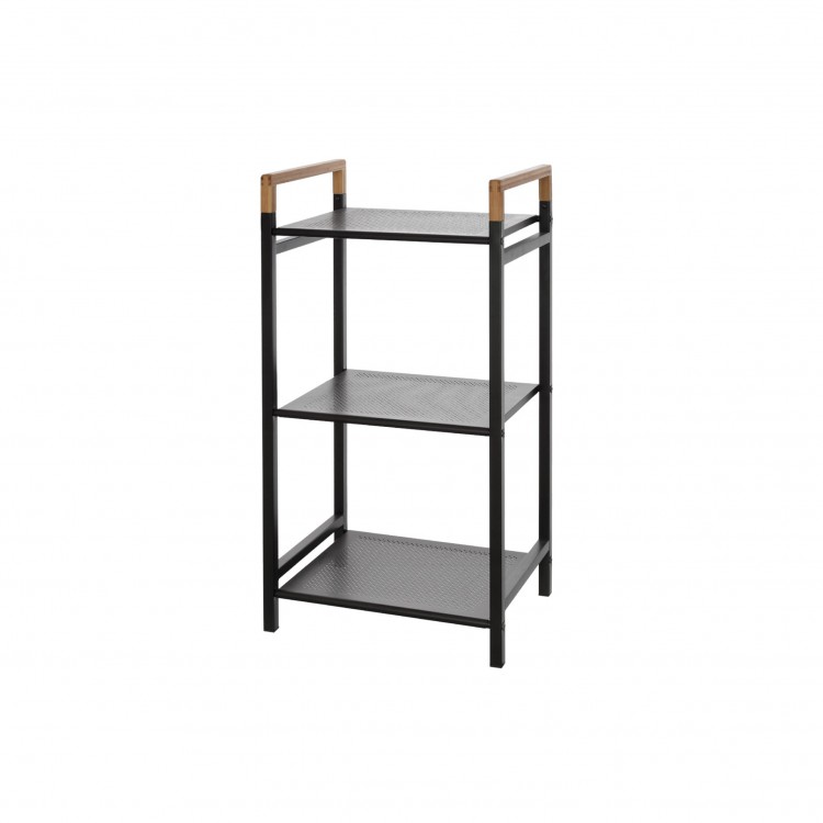 SCAFFALE - 3 RIPIANI - ACCIAIO - NERO-BAMBOO - LINEA HAITI - FERIDRAS SCAFFALE - 3 RIPIANI - ACCIAIO - NERO-BAMBOO - LINEA HAITI - FERIDRAS