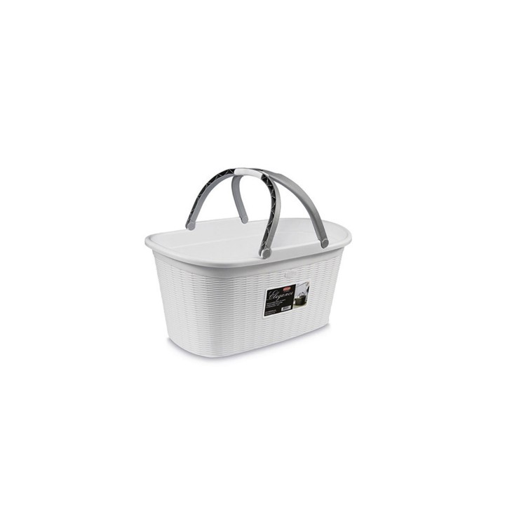 CESTA CON MANICI - ELEGANCE - BIANCO-GRIGIO - STEFAN PLAST CESTA CON MANICI - ELEGANCE - BIANCO-GRIGIO - STEFAN PLAST