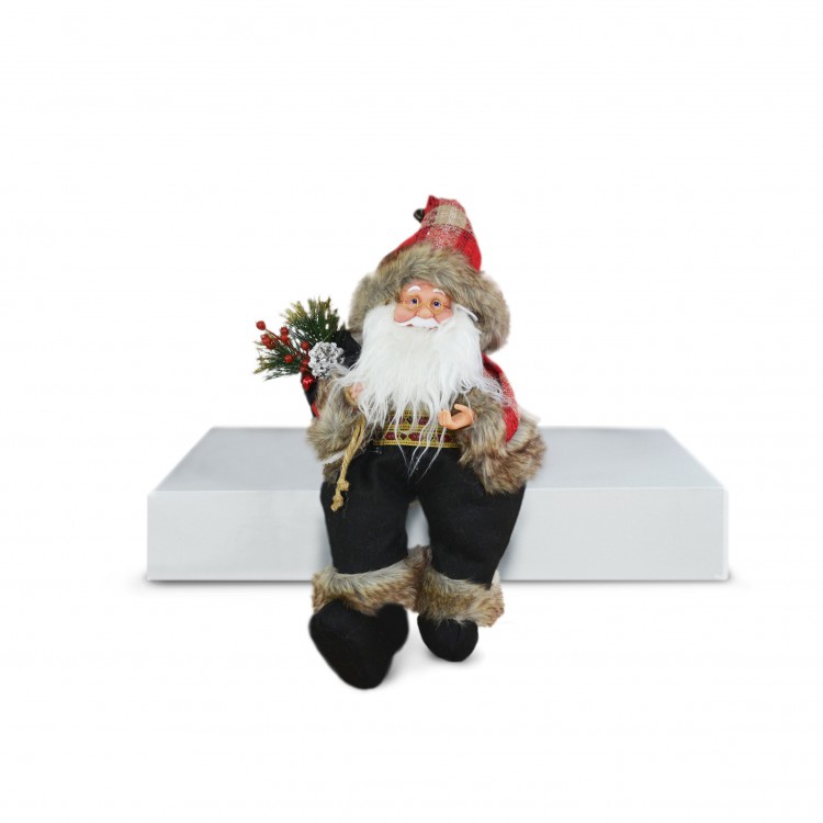 BABBO NATALE - SEDUTO - CARILLON - SCOZZESE - 35 CM