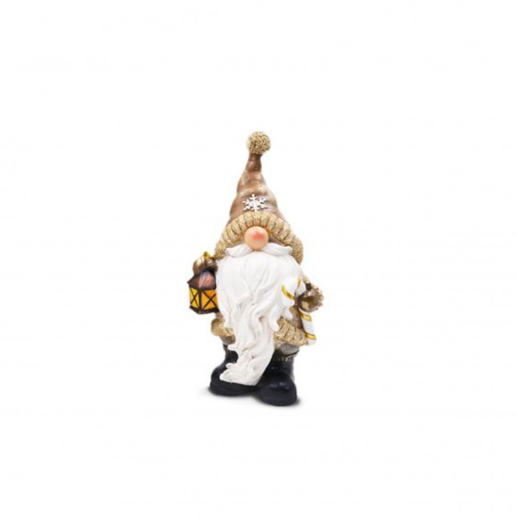 BABBO NATALE - GNOMO - CON LANTERNA - IN RESINA