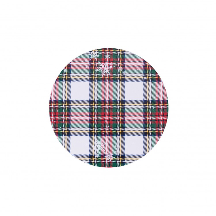 SOTTOBICCHIERE NATALIZIO - TARTAN BIANCO