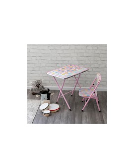 TAVOLO E SEDIA - SET 2 PEZZI - BABY - ROSA - STELLE