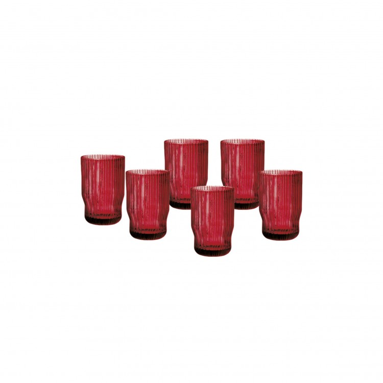 BICCHIERE ALTO - SET 6 PEZZI - ROSSO - PLISSÈ- BRANDANI