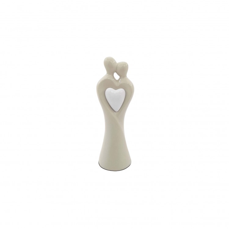 COPPIA INNAMORATI - CON CUORE - 24 CM - TORTORA-BIANCO COPPIA INNAMORATI - CON CUORE - 24 CM - TORTORA-BIANCO