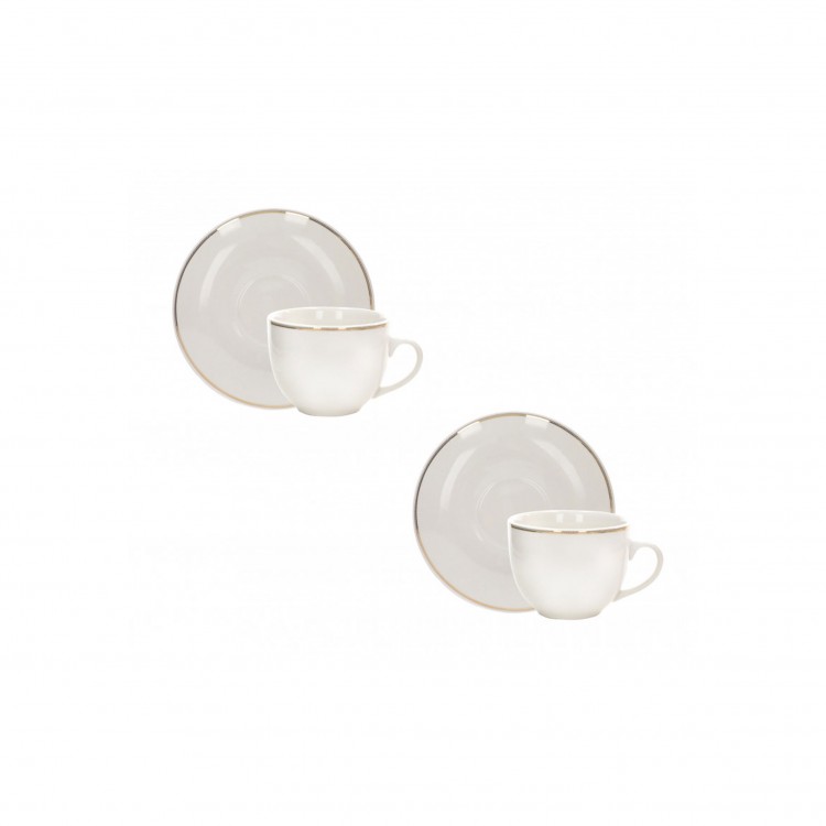 TAZZE DA THÈ - SET 2 PEZZI - BIANCO - PUNTO ORO - BRANDANI